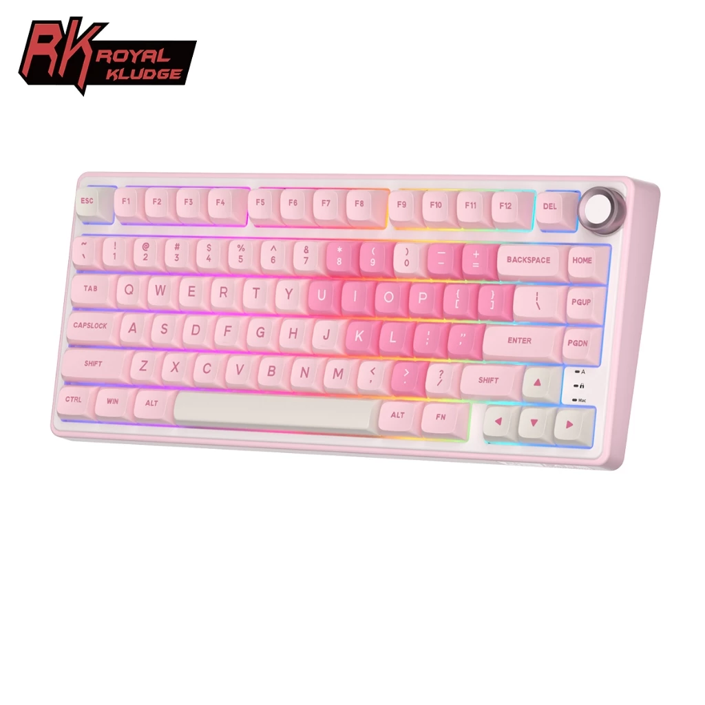K Royal Kludge RKR75 Pink Melody ปะเก็นแบบมีสายพร้อมคีย์บอร์ดเชิงกลลูกบิด