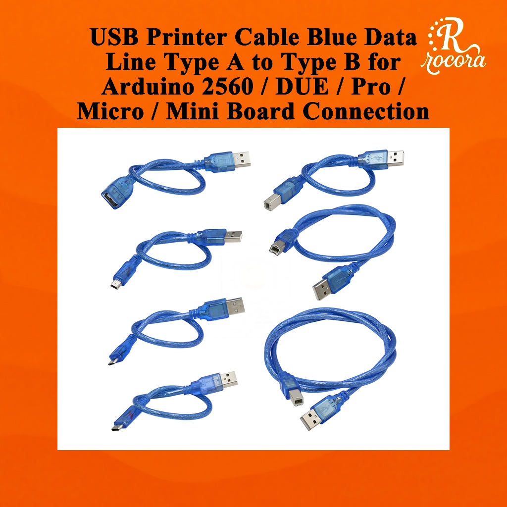 สายเครื่องพิมพ์ USB Blue Data Line Type A ถึง Type B สําหรับ Arduino ...