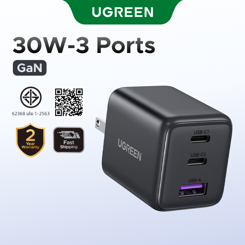【Nexode】UGREEN 20W/30W GaN Charger USB-C/USB-A 2/3 พอร์ต Charger Nexode GaN Fast Charger USB-C Power Adapter สําหรับ iPhone 17 Pro Max 16 Pro Max/15/14/13