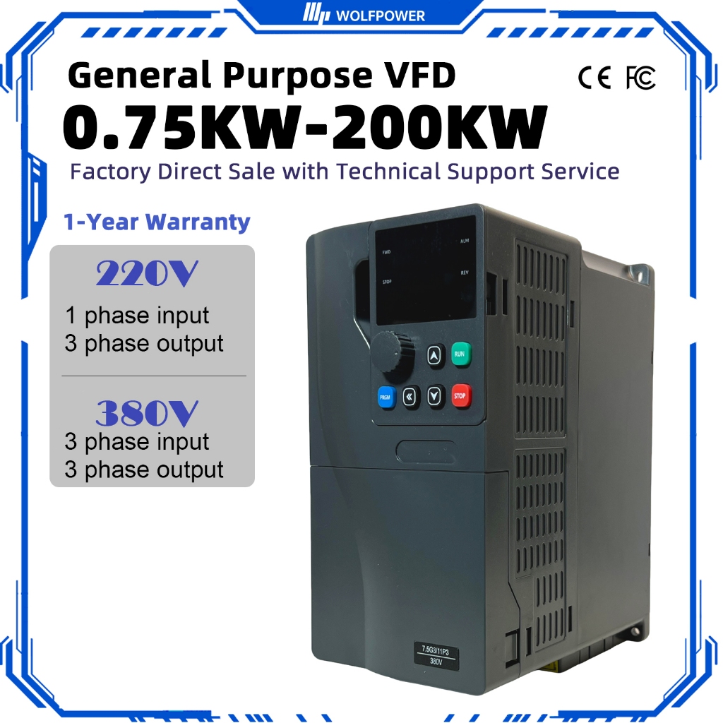 CODWolfpower 3 เฟส 380V Heavy Duty Vector VFD อินเวอร์เตอร์มอเตอร์ ...