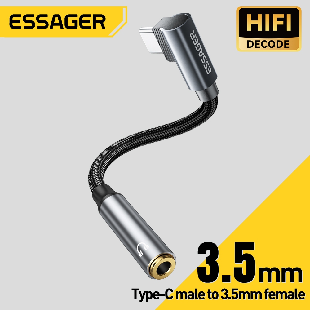 ESSAGER Type-C/L ถึง 3.5 มม.สายอะแดปเตอร์ 24 เส้นด้าย PP ถักสําหรับ ...