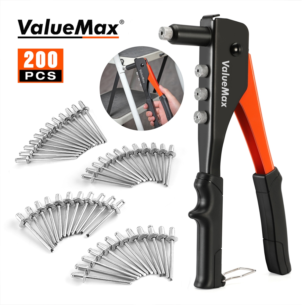 Valuemax 4 In1 Riveter มือ Riveter 200 ชิ้นหัวฉีด Rivet Nut Gun คู่มือ ...