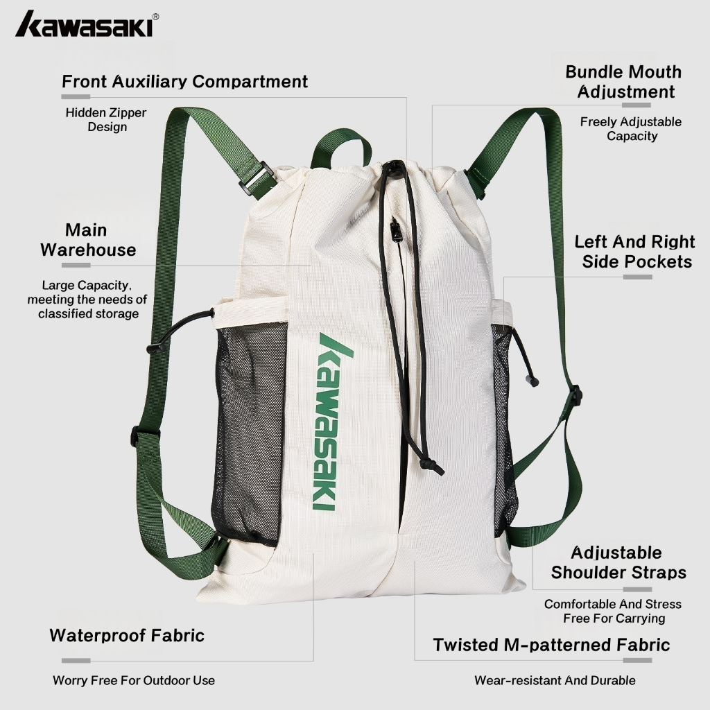 KAWASAKI กระเป๋าเป้สะพายหลังแบดมินตันคาวาซากิ Drawstring bag K1G07