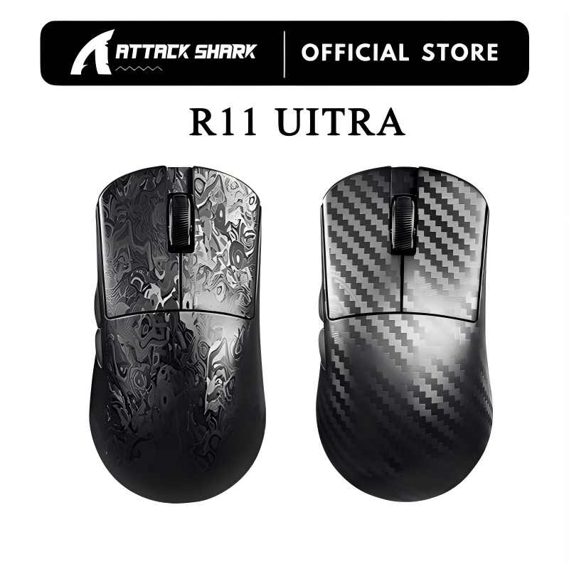 ATTACK SHARK R11 ULTRA เมาส์เล่นเกมไร้สาย - คาร์บอนไฟเบอร์สร้าง 49g ...