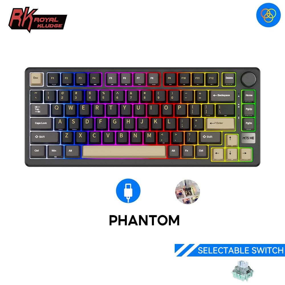 RK Royal Kludge RKM75 HE 8000Hz 8K สวิตช์แม่เหล็กพร้อมลูกบิดโลหะ Hot ...