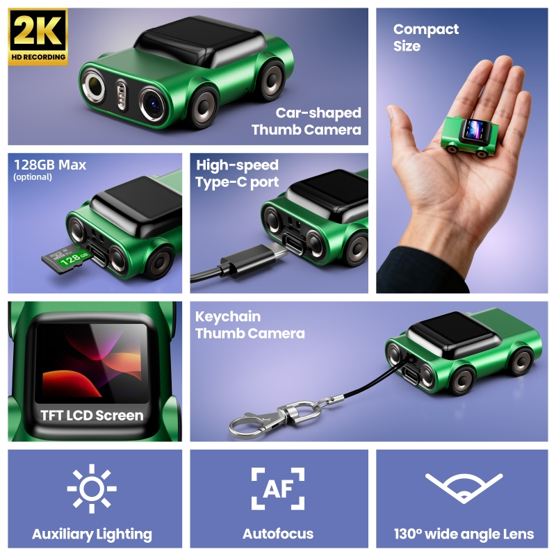 กล้องจิ๋ว Mini Camera Thumb Camera 2K HD Recording 130 Wide Angle Lens ...