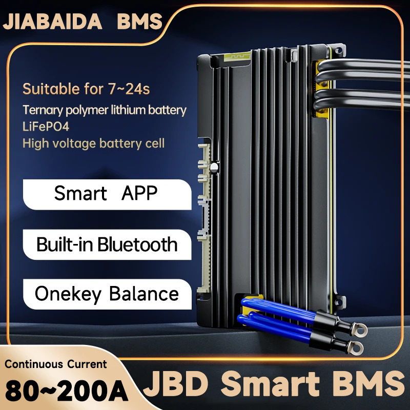 JIABAIDA BMS Smart BT 7S-24S 8S 24V 16S 48V LiFePo4 Li-ion 80A-200A 10S ...