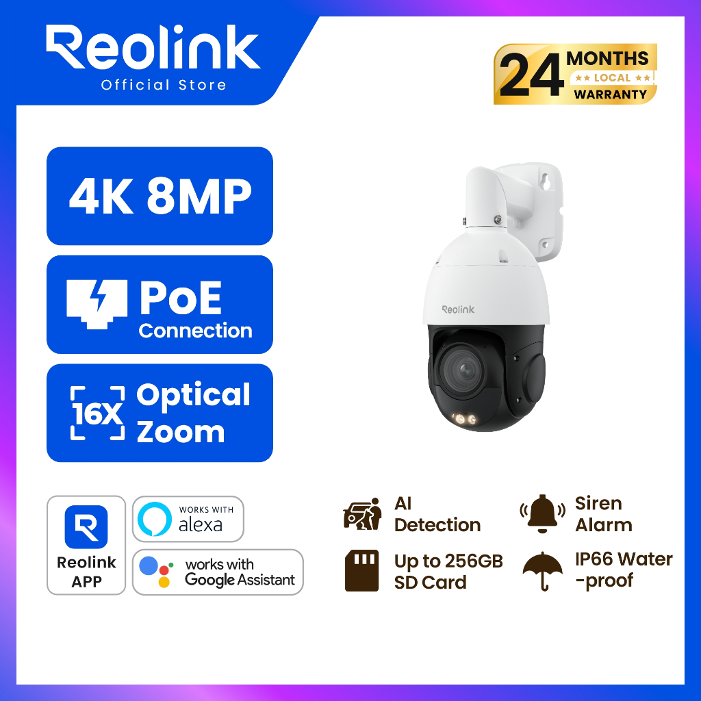 REOLINK P850 กล้องวงจรปิด PoE 4K UHD | ซูมแบบออปติคอล 16 เท่า (16X ...