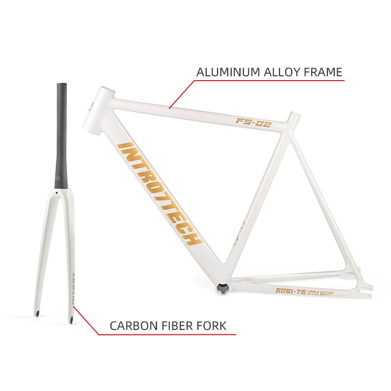 INTRO7 Fixed Gear จักรยานเฟรมอลูมิเนียมและคาร์บอน สีขาว | Shopee Thailand