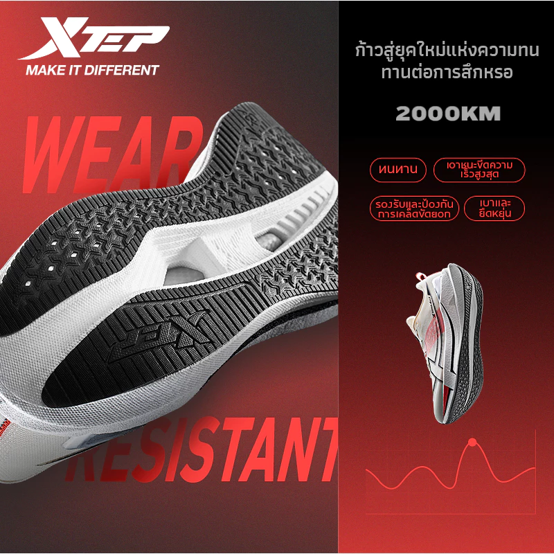 【xtep】2000KM 5.0 | รองเท้าวิ่ง Durability King โฟม ACE เต็มความยาว + TPU รูปปีก + พื้นรองเท้าชั้นนอกทนทานระดับอวกาศ D18 thumbnail 2