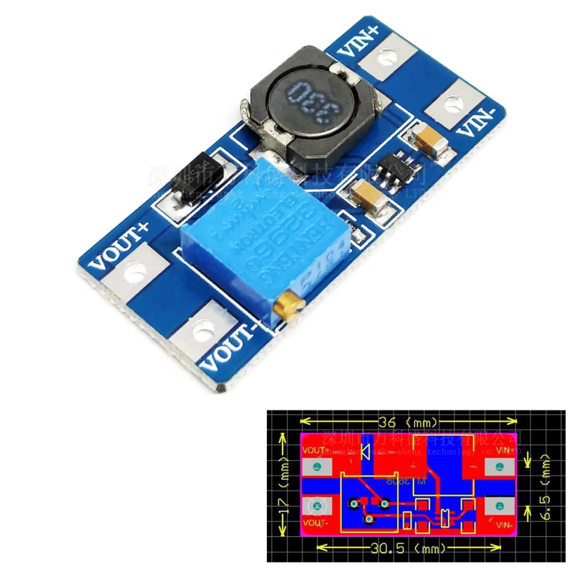 1 ชิ้น DC DC step up converter boost 2A แหล่งจ่ายไฟโมดูล 2V- 24V to OUT ...