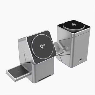 Qi2 3 in 1 Wireless Charger พร้อม Magic Cube หมุนอัตโนมัติสําหรับ IPhone 16/15/14 Pro Max AirPods และ IWatch Fast Charging