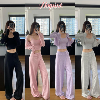 Hotpink Gửi từ Bangkok🔥 bộ đồ nhà 3 món thoải mái như ở nhà gồm áo cardigan, quần dài và áo choàng