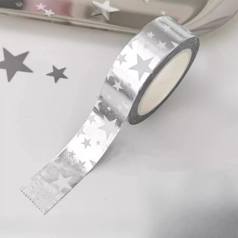 RHS ออนไลน์ 2PCS Silver Star Masking เทปตกแต่ง Sticky เทปสติกเกอร์ ...