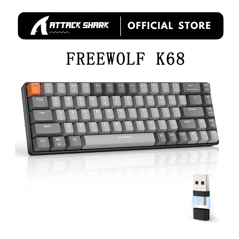 FREEWOLF K68 Mechanical Keyboard บลูทูธไร้สาย Dual-Mode ที่กําหนดเองสี ...