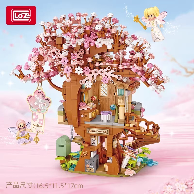 LOZ Building Blocks Sakura Tree House Swing บันไดหมุน Creative Building ...