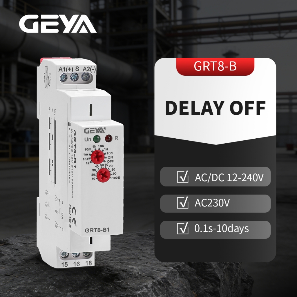 GEYA GRT8-B Delay OFF Timer รีเลย์สวิทช์จับเวลา 16A AC/DC 12-240V หรือ ...