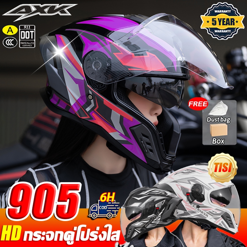 AXK 905 หมวกกันน็อค หมวกกันน๊อค เปิด คาง 5XHD เลนส์ 2 ชั้น กันแสงสะท้อน ...