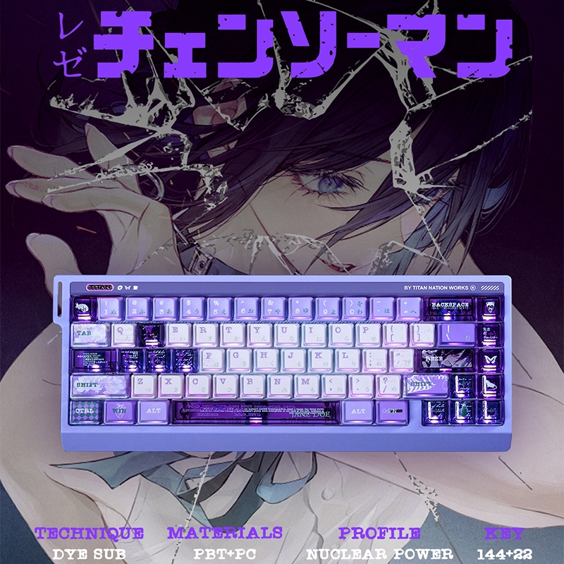 Titan Nation Reze Themed Sublimation Keycaps, Nuclear Powered Original ...