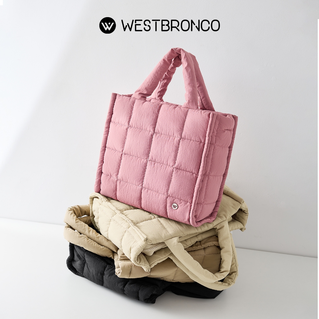 WESTBRONCO รุ่น Tote (โทสต์) กระเป๋าถือ และ สะพายไหล่ ผู้หญิงขนาดกลาง ทรงนุ่มฟู ผลิตจากผ้าไนลอน มาพร้อมสายยาวสะพายปรับความยาวได้