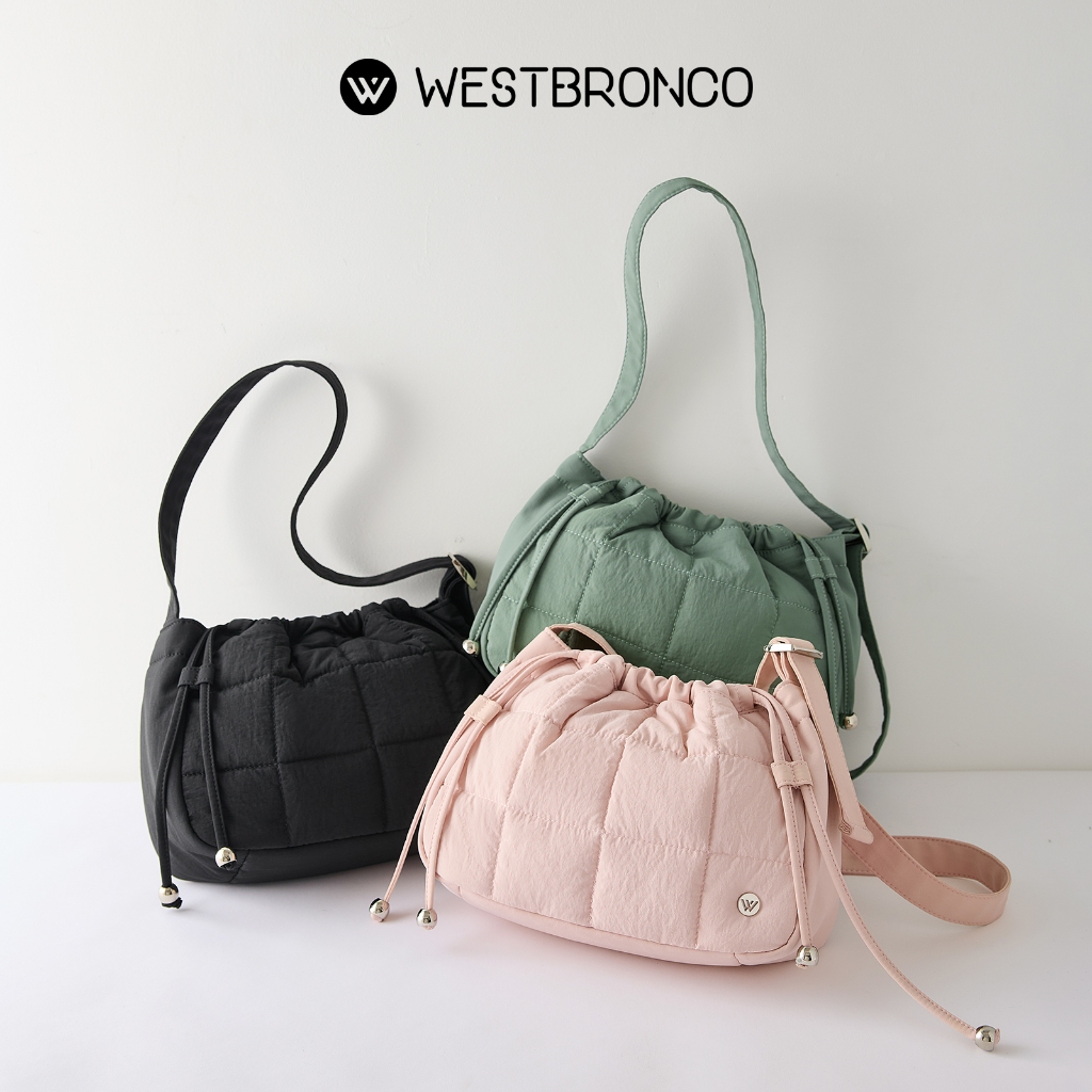 WESTBRONCO dumpling (เกี๊ยว) กระเป๋าสะพายไหล่สำหรับผู้หญิง ผ้าไนลอน นุ่มนิ้่ม สายสะพายปรับได้ ดีไซน์ทันสมัย