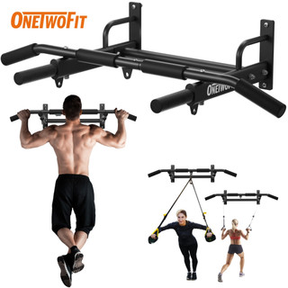 OneTwoFit Thanh treo tường, thanh kéo tường, dành cho lắp đặt cố định, có thể điều chỉnh độ dài, luyện tập cơ bụng Pull Up Bar, chịu tải lên đến 200KG