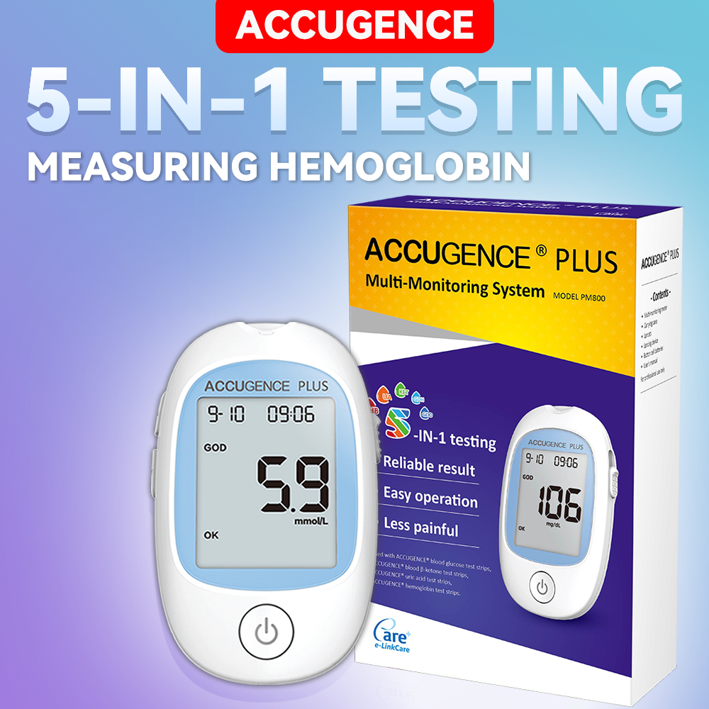 ACCUGENCE 5 in 1 Multi function Blood Glucose Meter Uric Acid Meter ...