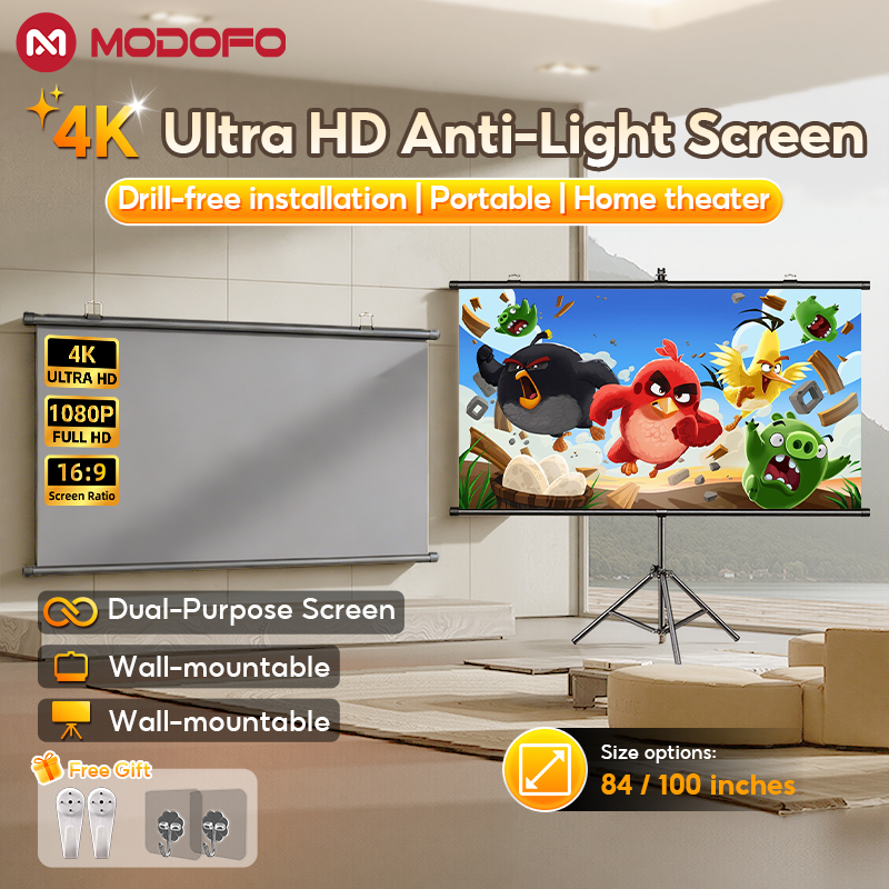 MODOFO จอโปรเจคเตอร์ 4K Projector Screen รองรับการฉายภาพ 3D พับได้ ...