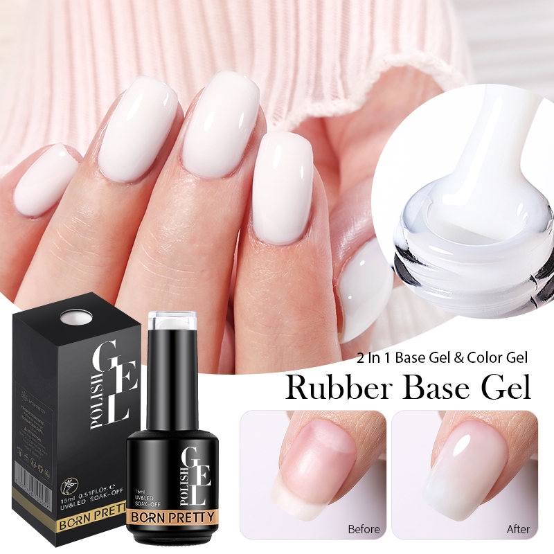 BORN PRETTY Milky Jelly Rubber Base Gel for Gel Nail Polish 15ml ...