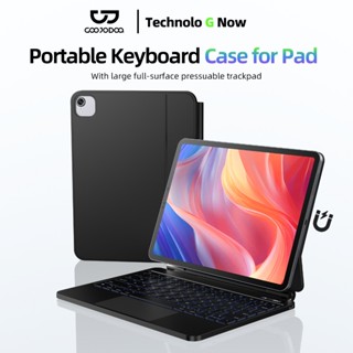GOOJODOQ Portable Keyboard Case for Air4/5/6/7/8 Pro11(2018-25) Gen10 Floating Cantilever การแจ้งเตือนจอแสดงผล LED