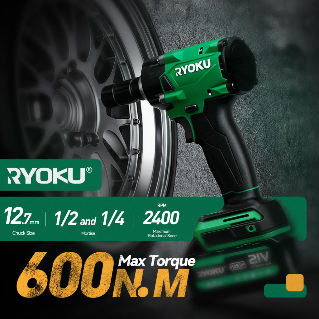 RYOKU Original Wireless 1/2 &1/4 ประแจผลกระทบไร้แปรงถ่านพร้อมแรงบิด ...