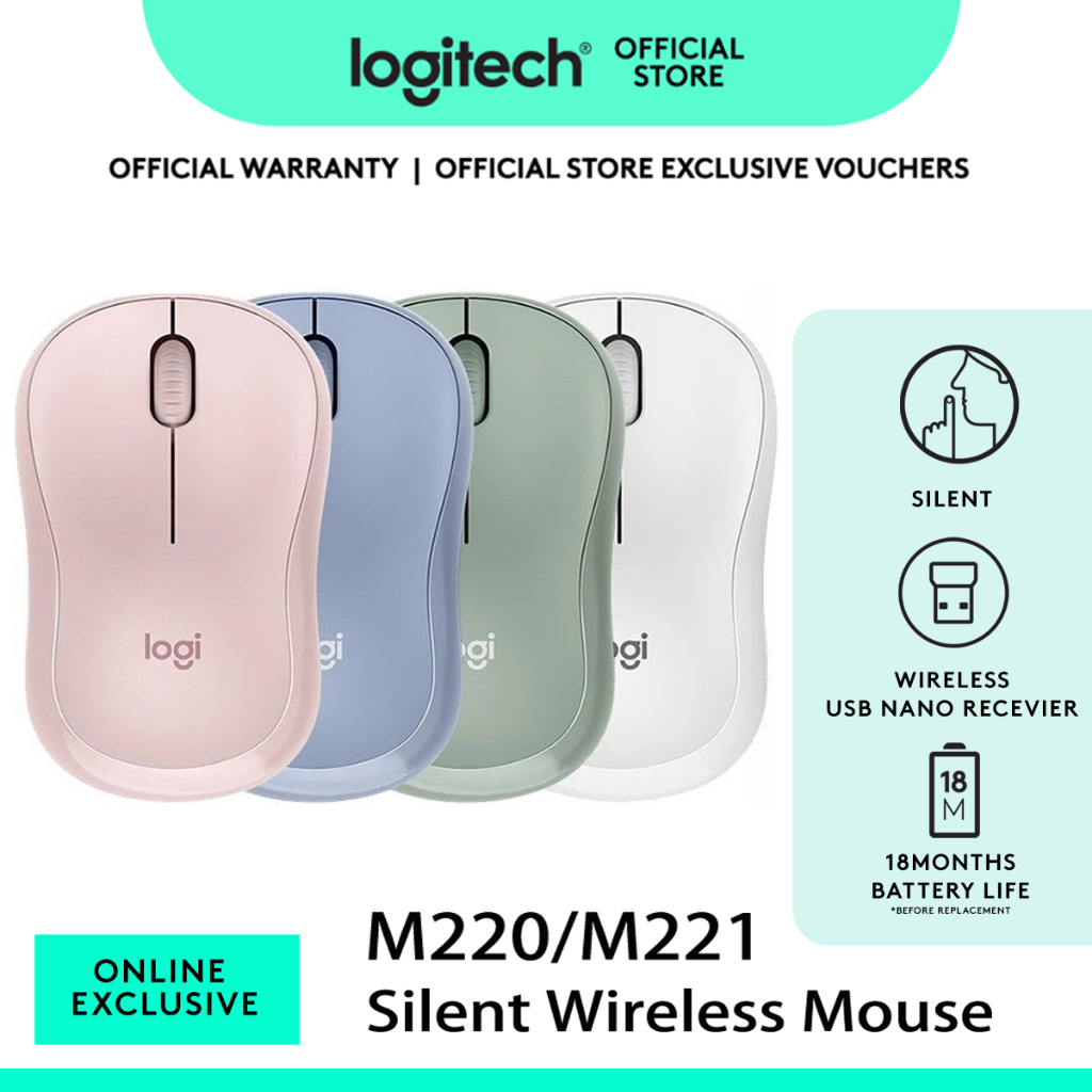 [Original] Logitech M221/M330/M331 SILENT Wireless Mouse, 2.4 GHz with ...