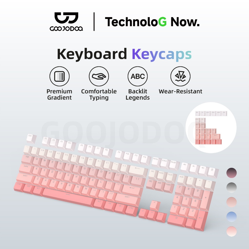 GOOJODOQ 133 คีย์คีย์บอร์ดเครื่องกล Keycaps การออกแบบไล่โทนสีระดับพรีเมียมด้านหน้าโปร่งใสตัวละครทนทานทนน้ํามัน