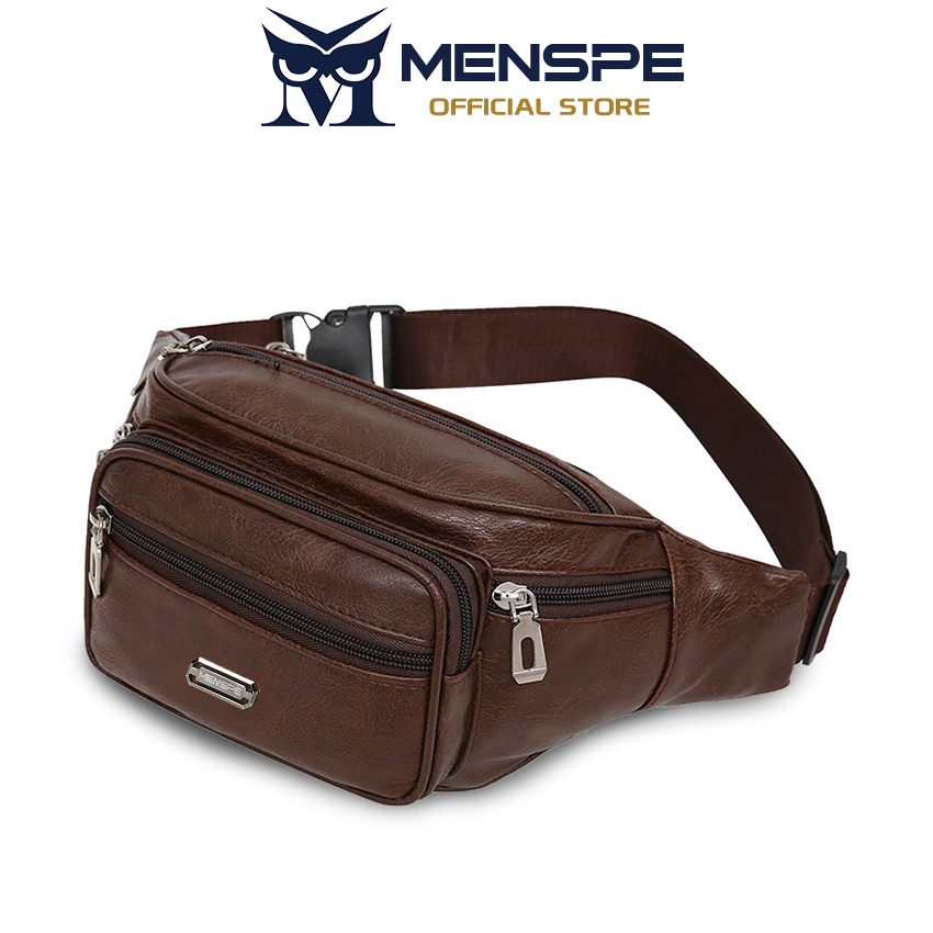 MENSPE กระเป๋าคาดหน้าอก Unisex กันน้ํา PU กระเป๋ากีฬาความจุขนาดใหญ่กระเป๋าลําลองกระเป๋า Messenger