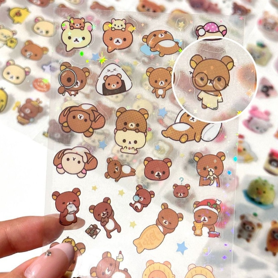 Rilakkuma Cut Film Stickers Double Transparent Fine กระพริบโทรศัพท์ ...
