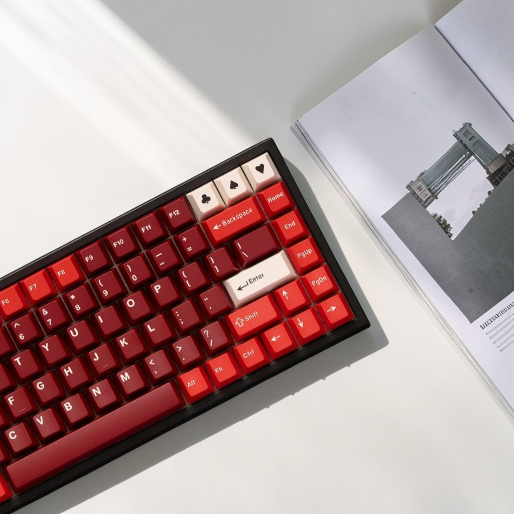 GMK Jamon Red Keycaps ABS Double Shot Cherry Profile 163 คีย์คีย์บอร์ด ...