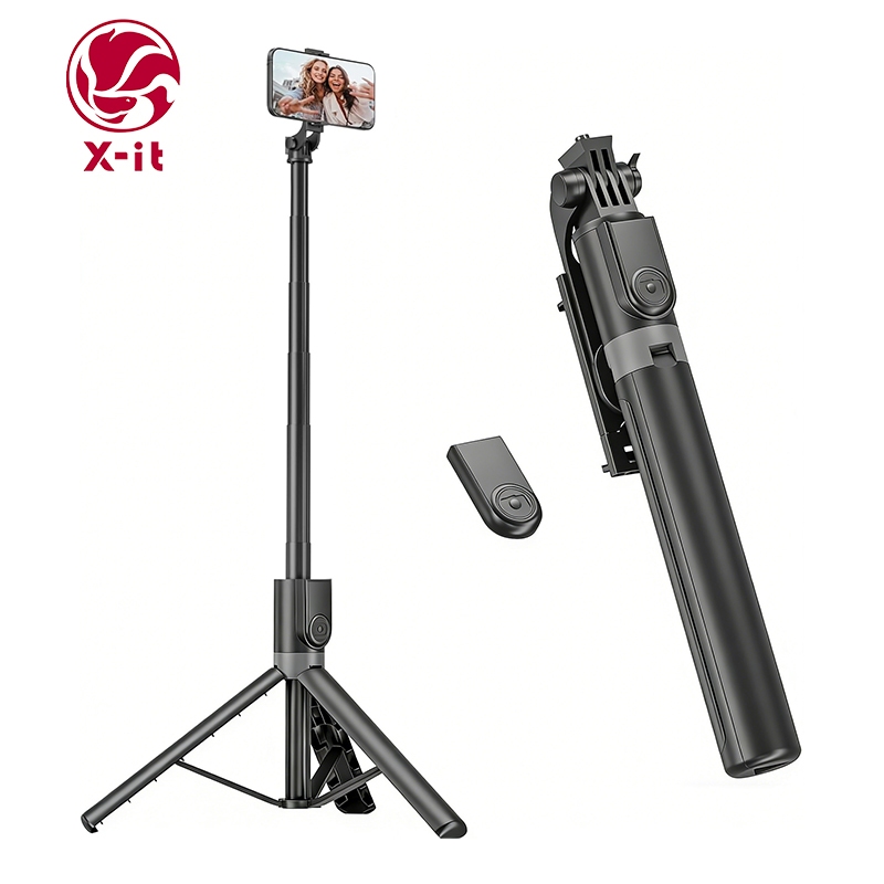 X-it 1.3ม โทรศัพท์ขาตั้งกล้องและไม้เซลฟี่, [อัตโนมัติป๊อปเปิดขาตั้งกล้อง] แบบพกพาในหนึ่งเดียวขยายโทรศัพท์มือถือยืน,พร้อมการควบคุมระยะไกลไร้สายสําหรับ ไอโฟน/ซัมซุง/หุ่นยนต์/โ