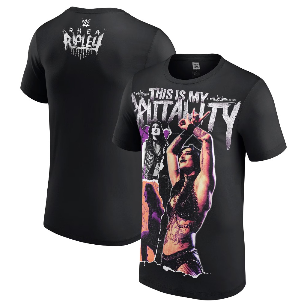 Wwe Mens Black Rhea Ripley Photo Collage เสื้อยืด | Shopee Thailand