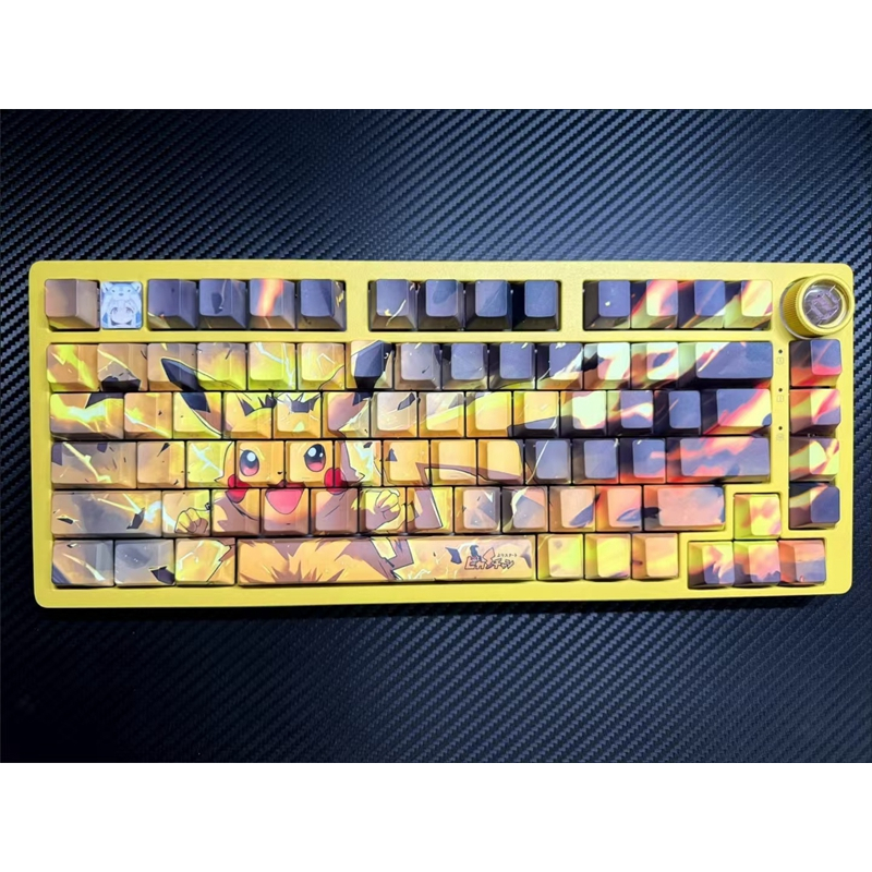 Keycap เฉพาะPikachu Mario ด้านข้างแกะสลัก Shine ผ่าน Keycaps 130 คีย์ ...
