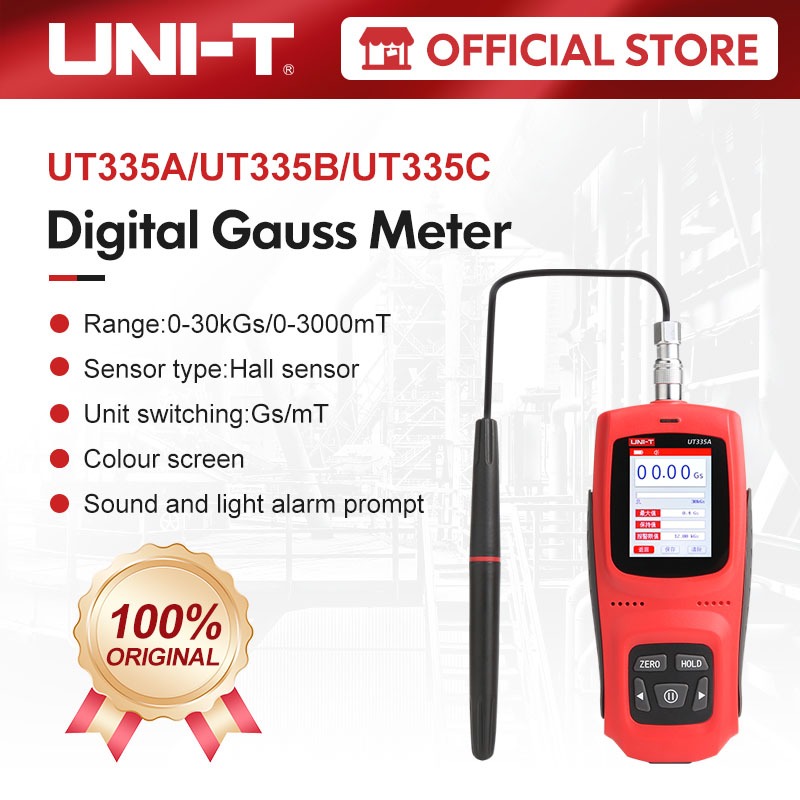 UNI-T Gauss Meter UT335A UT335B UT335C 0-30kGs/0-3000mT Magnetic Field ...