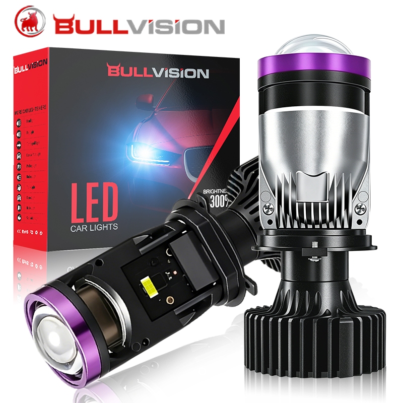 BULLVISION 2PCS Y30 โปรเจคเตอร์ H4 เลนส์หลอดไฟ LED MINI ไฟหน้ารถหลอดไฟ ...