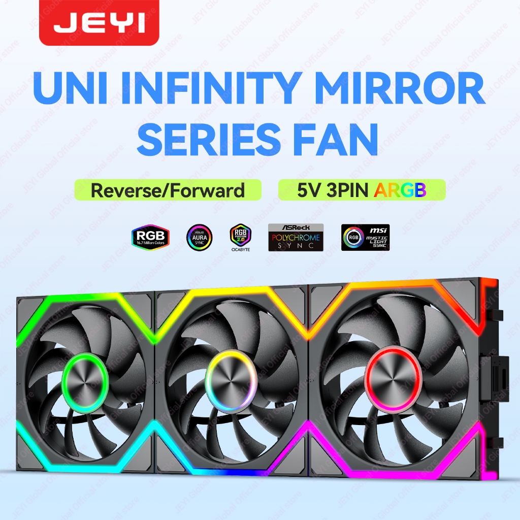 JEYI ARGB Infinity Mirror PC Fans Hydro Bearing Fan 30dB(A) 12 ซม.พัดลม ...