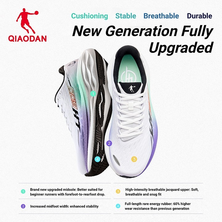 Qiaodan LH600 2.0 รองเท้าวิ่งผู้ชายพื้นหนาเบาะกว้าง Stable Jog Breathable QXB023263229ร — รองเท้ากีฬา แบรนด์ Qiaodan ของแท้ 100% เช็คราคาจาก Shopee Lazada thumbnail 5