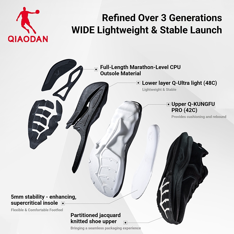 Qiaodan WIDE 3.0 รองเท้าวิ่งผู้ชายกว้าง Fit Shock Absorption Soft Breathable Arch Support QDB023262292 — รองเท้ากีฬา แบรนด์ Qiaodan ของแท้ 100% เช็คราคาจาก Shopee Lazada thumbnail 2