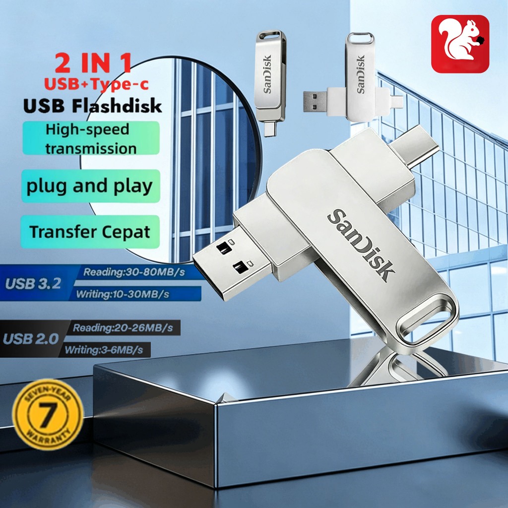 【รับประกัน 7 ปี】SanDisk แฟลชไดร์ฟ 1TB 2-in-1 OTG USB Flashdrive iphone ...