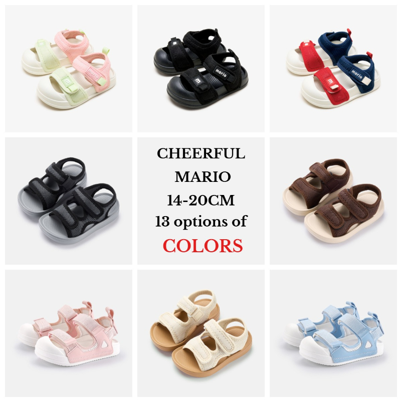 Cheerful Mario 14-20ซม Sandal เด็ก 13สี ลองเท้าเด็ก ตีนตุ๊กแก รอบเท้าเด็ก เกาหลี รองเท้ารัดส้นหัดเดิน ฤดูร้อน แฟชั่น แตะเด็กเล็ก