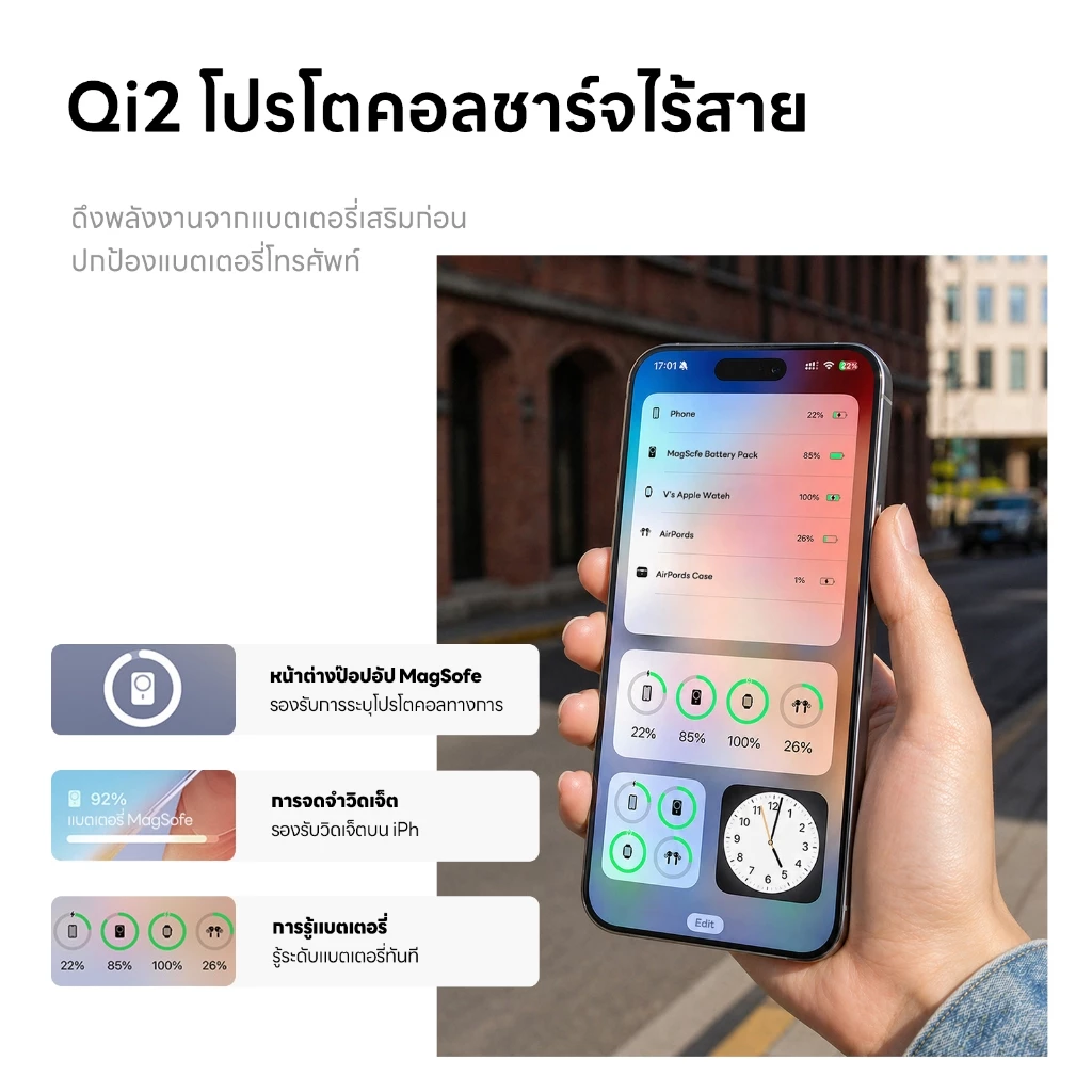 รีวิว UNEED Mini Powerbank แบตสำรองแม่เหล็ก Qi2 บาง 0.65 ซม. เลิกพกแบตอิฐตากระเป๋าได้สักที! (mini power bank) 3