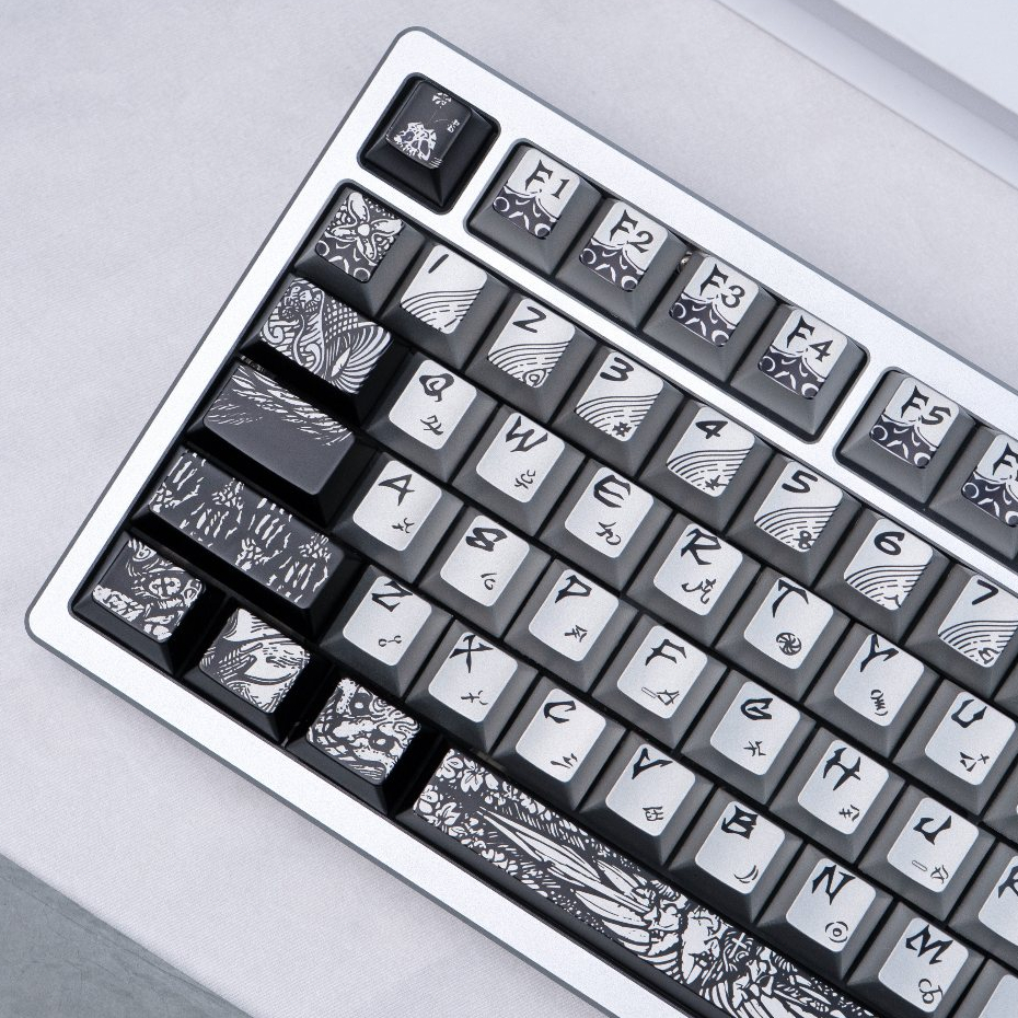 Hooded Fallen Angel Keycaps PBT โปรไฟล์เชอร์รี่สีดํา Dark Seraph ...