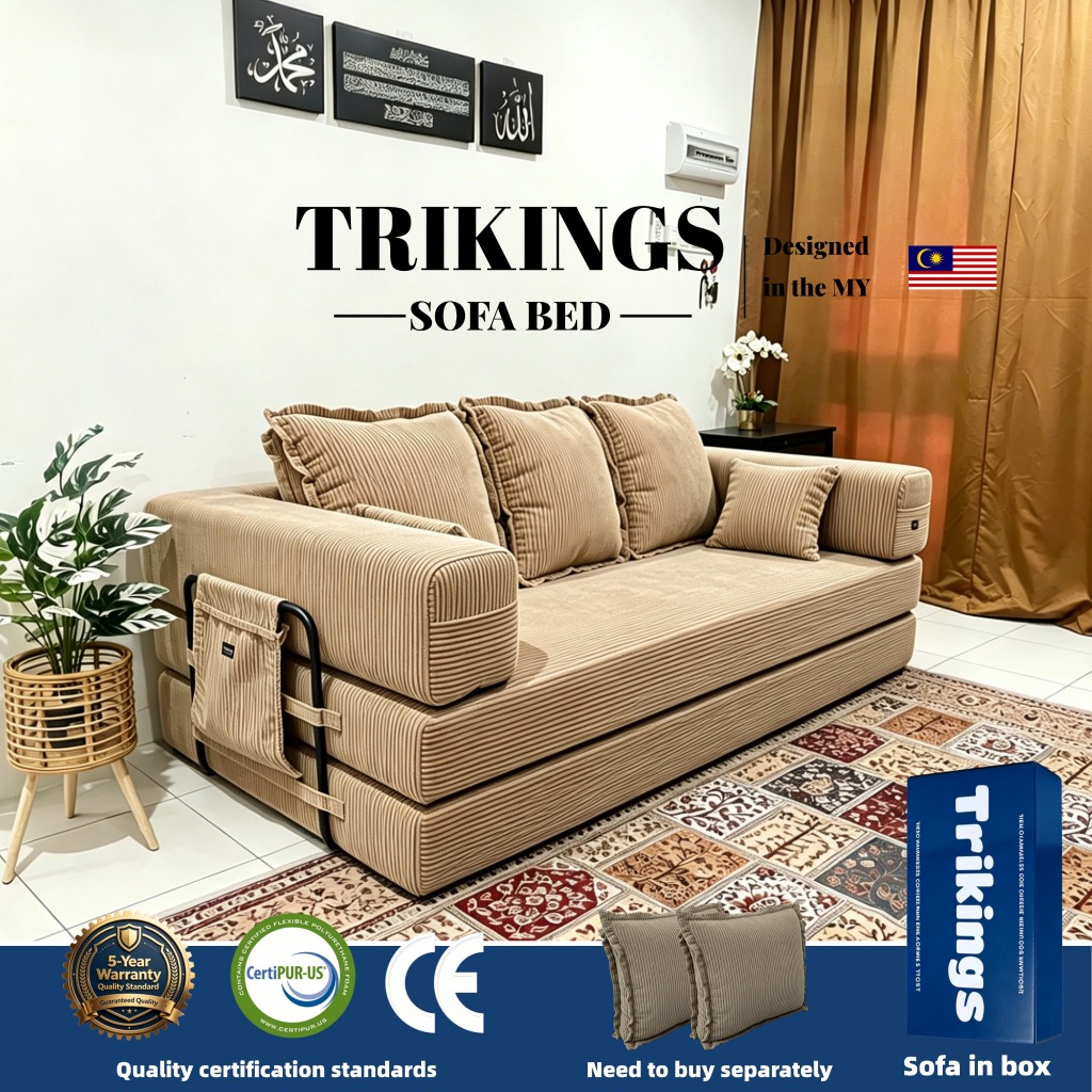 【SHIP IN 24H】Trikings Sofa Bed ผ้าหรูหราในครัวเรือนนุ่มโมเดิร์นโมดูลโซฟาพับได้ ใช้เตียงโซฟา