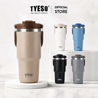 TYESO 01-01022/23/24/25/26 600ML/750MTumbler พร้อมที่จับ,ขวดน้ําฉนวนสุญญากาศพร้อมฝาปิด 2-in-1 และฟาง,ถ้วยกาแฟสแตนเลสผนังคู่แก้วเดินทางป้องกันการรั่วพลิก